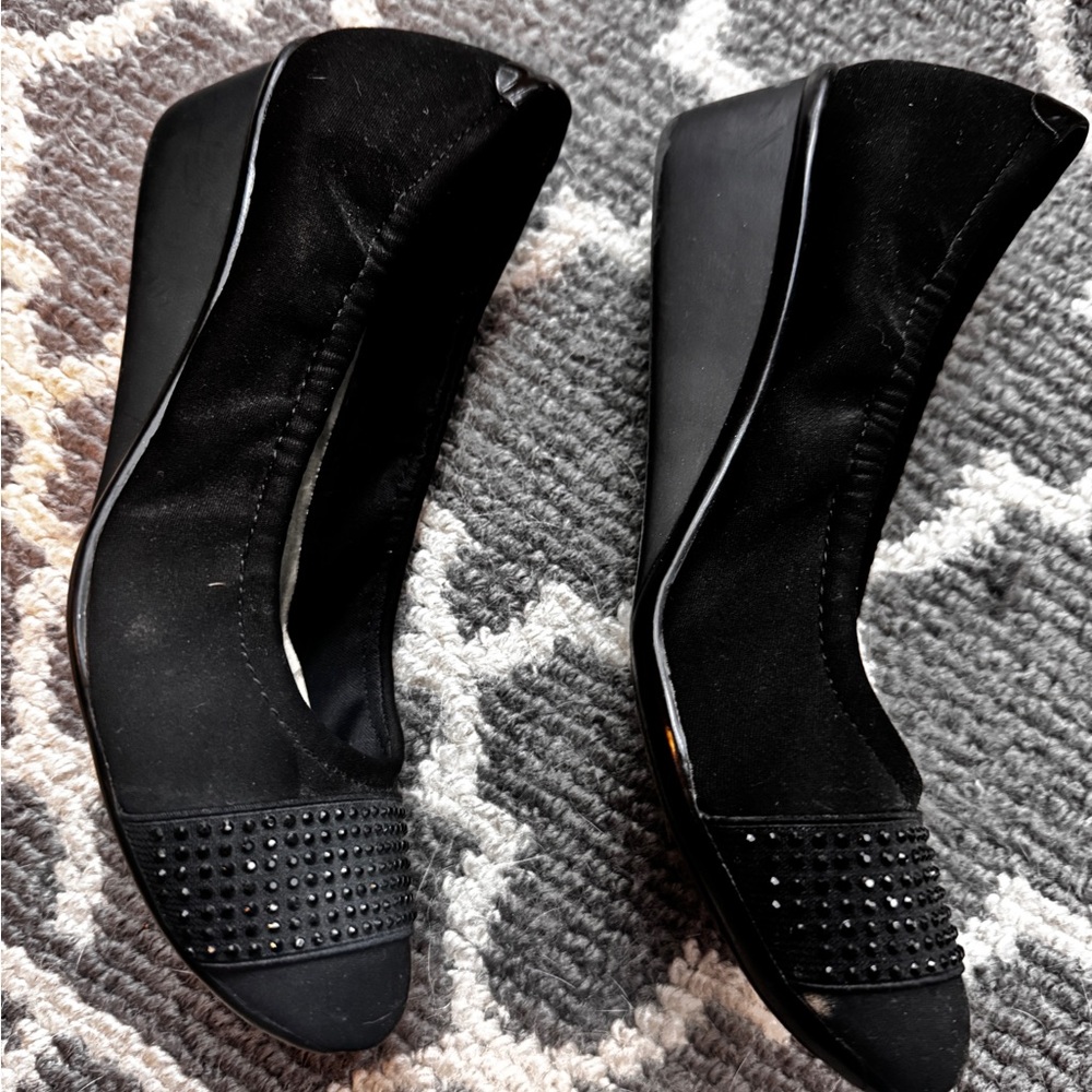 Anne Klein Sport Black Heels with Studded Detail - Picture 3 of 7